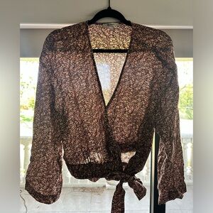 Madewell Floral Sheer Wrap Blouse